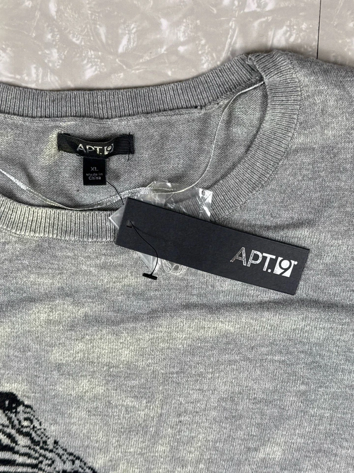 Apt. Suéter Pullover 9 Estampado Cebra Para Mujer XL Gráfico Nuevo Con Etiquetas Gris Negro Tejido Foto 2 de 4