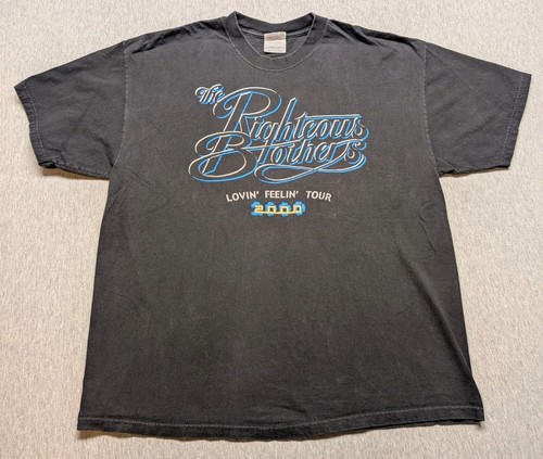 Vintage Righteous Brothers Shirt Mens Sz XL Black Graphic Lovin Feelin Tour Tee