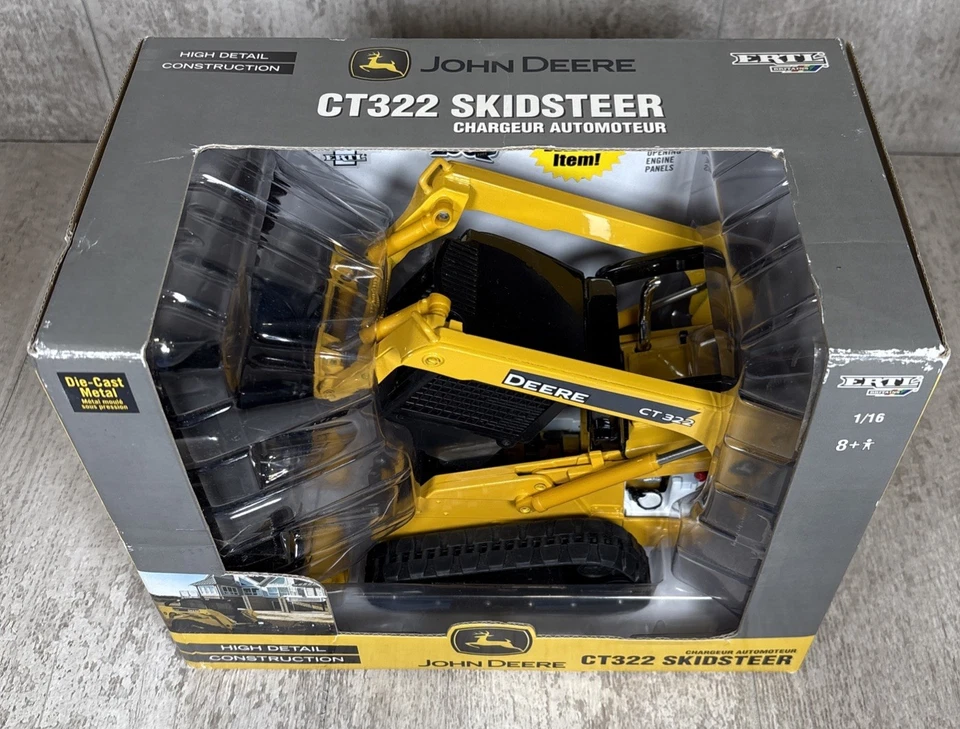 1/16 Ertl John Deere CT322 Skidsteer DieCast Metal W/ Attachments - Image 2 of 4