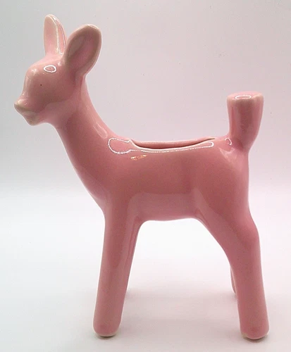 Shawnee Pottery Soft Pink Ceramic Decorative Fawn Deer Planter Made in USA