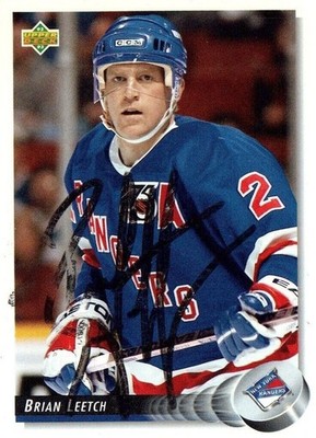 Brian Leetch Signed 1992 Upper Deck Hockey Card with JSA COA