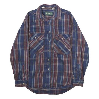 GANDER MOUNTAIN Herren Blau & Brown Kariert Hemd M Knopf Vorne Freizeit Workwear