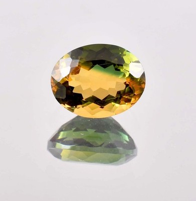 Flawless Natural 14 x 10 Bi-Color Yellow-Green Tourmaline GIT Certified Gemstone