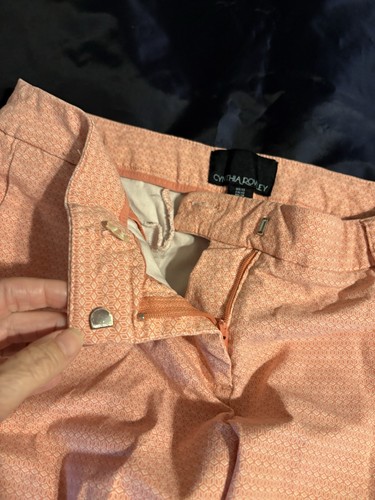 EUC Cynthia Rowley Womens 12 Peach Geometric Print Cropped Dress Pant Viscose - Picture 14 of 15