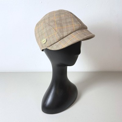 Kangol 100% Cotton Golf Plaid Flat Cap Hat Mens L Brown Check Great Britain