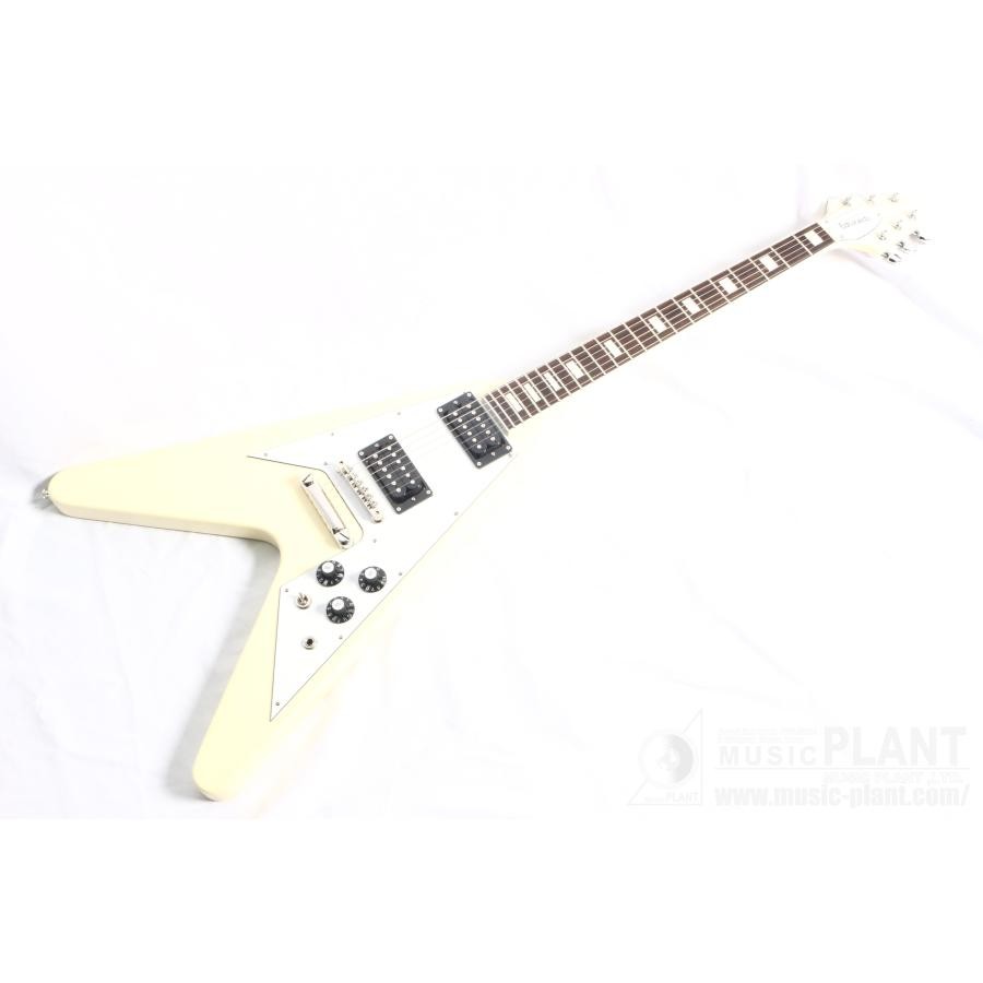 Edwards E-FV-LTD Vintage White Flying V type electric guitar with