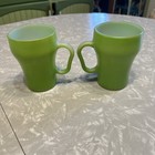 Vintage Fire King Green Ceramic Coffee Mugs Pair (2) — photo 3