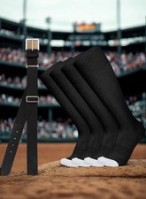 2 Pairs Of Baseball Socks 1 Belt For Youth Adult - Black - Size Medium