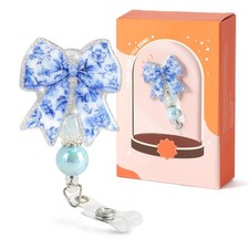 Nurse Badge Reel With Bow, Blue Glitter able For Medical Staff