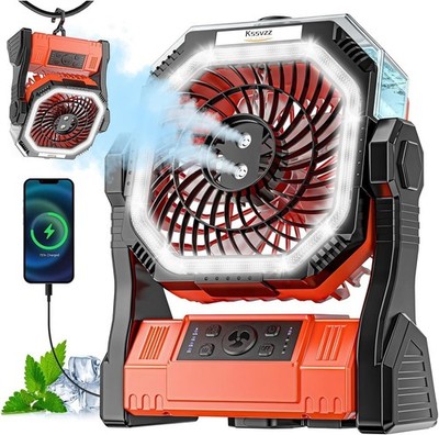 Camping Ventilator, 20000mAh Wiederaufladbarer Camping Ventilator mit 4 Geschwindigkeiten & Timer, Tragbar T