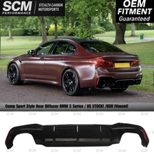 BMW 5 SERIES G30 REAR DIFFUSER M COMP STYLE GLOSS BLACK 2017–2023 530I 540I M550