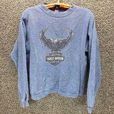 Vintage Harley Davidson Daytona Beach, FL Sweatshirt Sz Large Blue Eagle