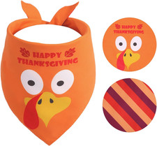 Thanksgiving Dog Bandana XL Fall Triangle Scarf Reversible Bib for Large Dogs