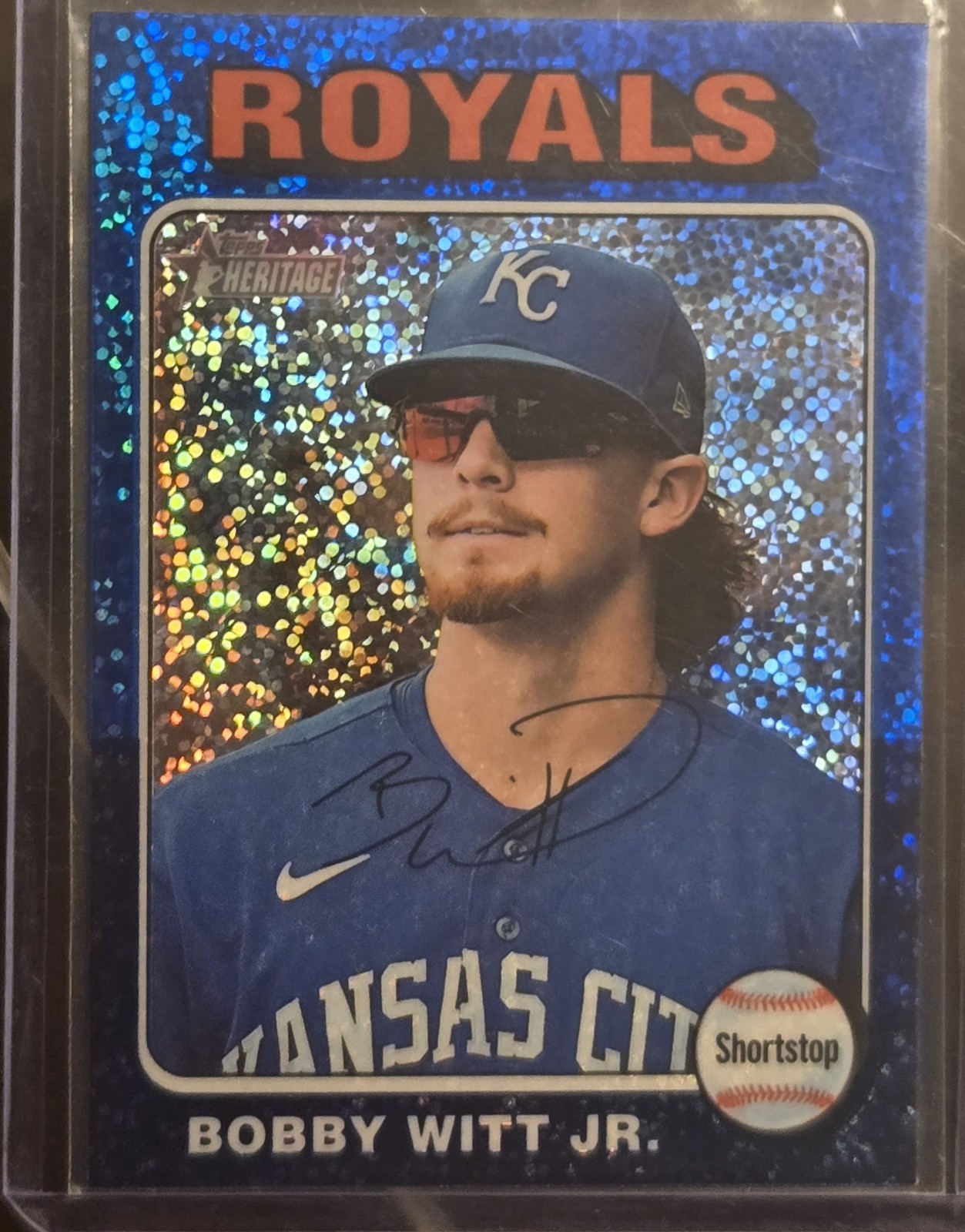 2024 Topps Heritage - Bobby Witt Jr. #404 Chrome Blue Sparkle Refractor