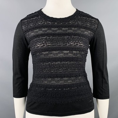 Haat Von ISSEY MIYAKE Größe L Schwarz Baumwolle 3/4 Ärmel Freizeit Top