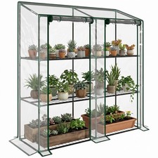 Lean-to Greenhouse with 3 Tier Shelves, Porta...