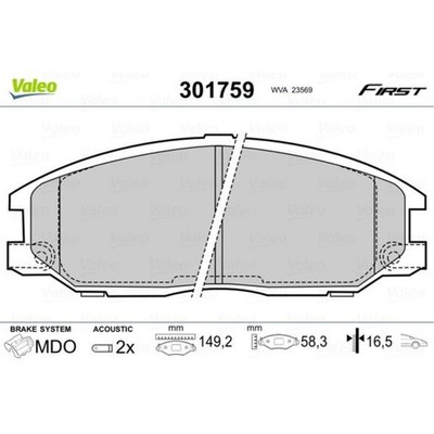 VALEO Bremsbeläge vorne für Hyundai H-1/Starex Ssangyong Rexton W