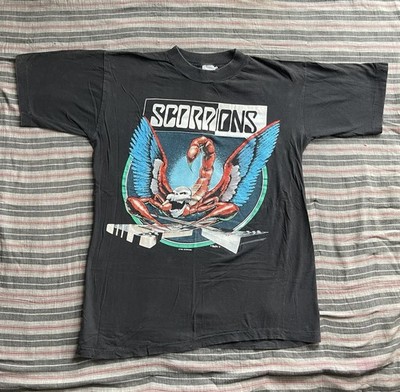 Vintage Scorpions T-Shirt Crazy World Tour 1991 Black Graphic Men