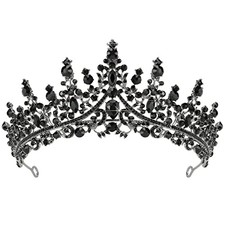 TOBATOBA Black Tiaras and Crowns for Women, Gothic Wedding Tiara, Black Swan