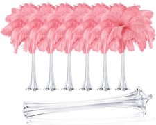 Jarrones Torre Eiffel Meekoo 6 piezas para centros de mesa con plumas de avestruz de 20 pulgadas