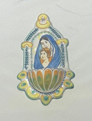 Vintage Ceramic Virgin Mary Holy Water Font