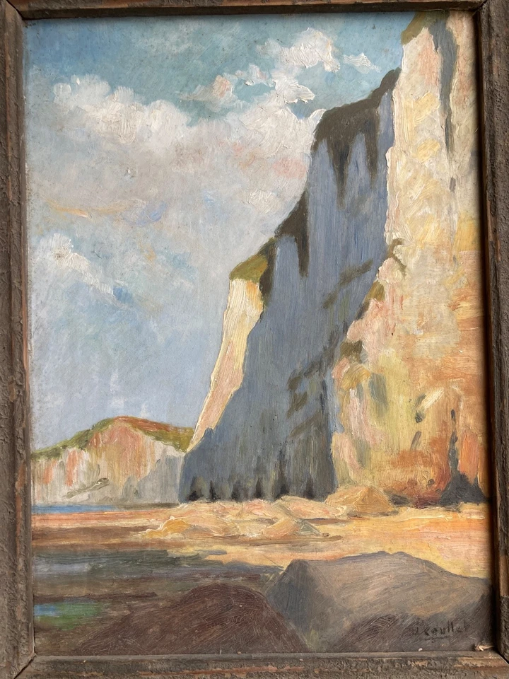 huile paysage falaise impressionniste bretagne pont aven nabis ancien tableau - Photo 1/3