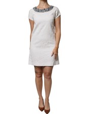 Dolce & Gabbana White Crystal Embellished Jacquard Brocade Mini Women's Dress