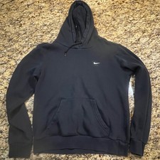 Nike Kids Boys Medium Black Fleece Pullover Hoodie Embroidered Swoosh Logo