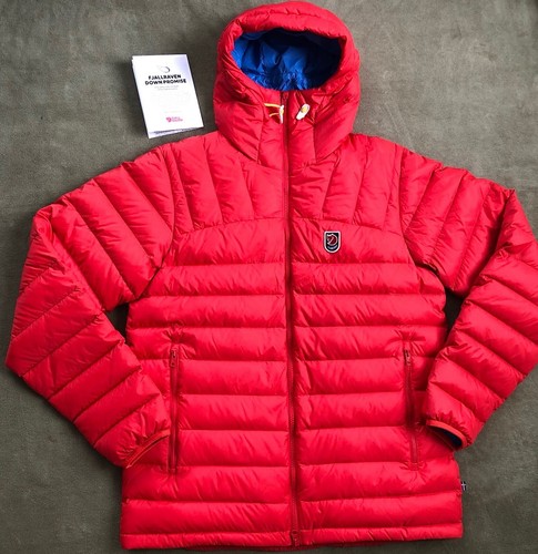 New FjallRaven Men's L Expedition Pack Down Hooded Jacket Flame Orange 86121 - Picture 3 of 19