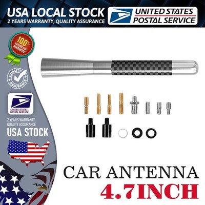 4.7'' Universal Car Antenna Mast Short Silver AM/FM For Truck Pickup & SUV Car