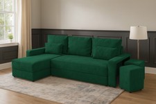 Ecksofa Schlafsofa L-Form mit Schlaffunktion Stauraum 2 Hocker