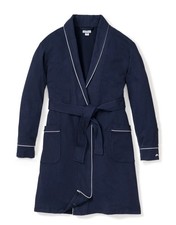 Petite Plume Women s Cotton Flannel Robe in Navy Size: Large NEW