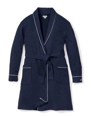 Petite Plume Women s Cotton Flannel Robe in Navy Size: Large NEW!