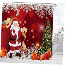 Tall Shower Curtain Christmas, Holiday Long Shower 72"W x 84"L Pack of 1 