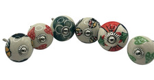 Hand Painted Vintage Ceramic Knobs for Cabinet Drawer Pulls -Set of 6 - Boho
