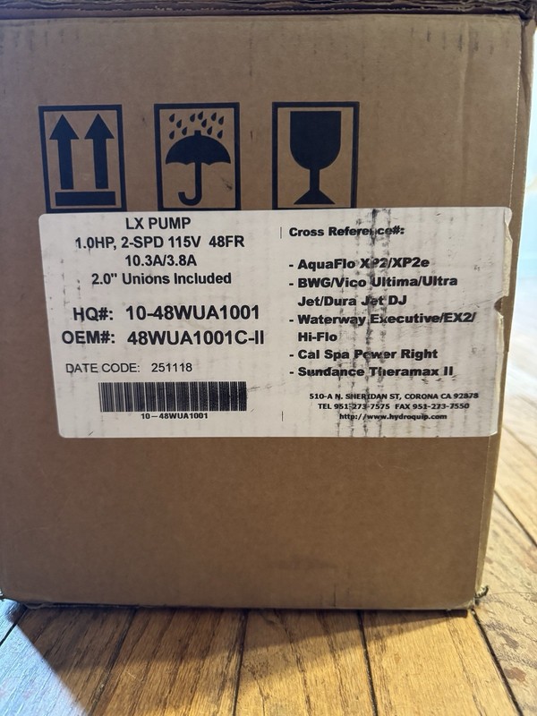 LX Pool & Spa Pump 48WUA1001C-II 1.0HP 2-Speed 115V w/ 2in Unions