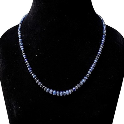 18'' Natürliche Burma Blau Saphir Kette 3,5 8,5 mm Cabochon Perlen 925 Verschluss