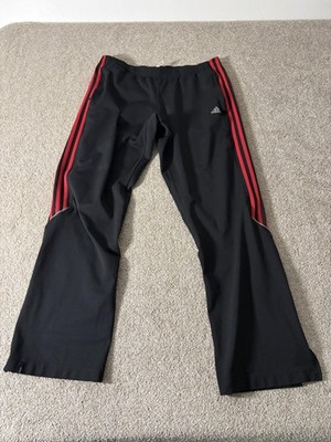 Adidas Track Pants Mens 34x30 Black Response 3-Stripes Zip Hem Reflective Gym