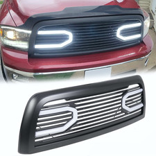 Big Horn Matte Black Grille Shell For 2009-2012 Dodge Ram 1500 W Led Light Big Horn Matte Black Grille Shell For 2009-2012 Dodge Ram 1500 W Led Light