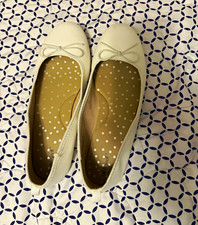 Cat Jack Youth White Bow Ballet Flats Slip-On Round Toe Textile Size 5
