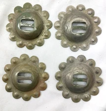 Matched Set of (4) Old/Vintage Dome Slotted Berry Conchos with Engraving