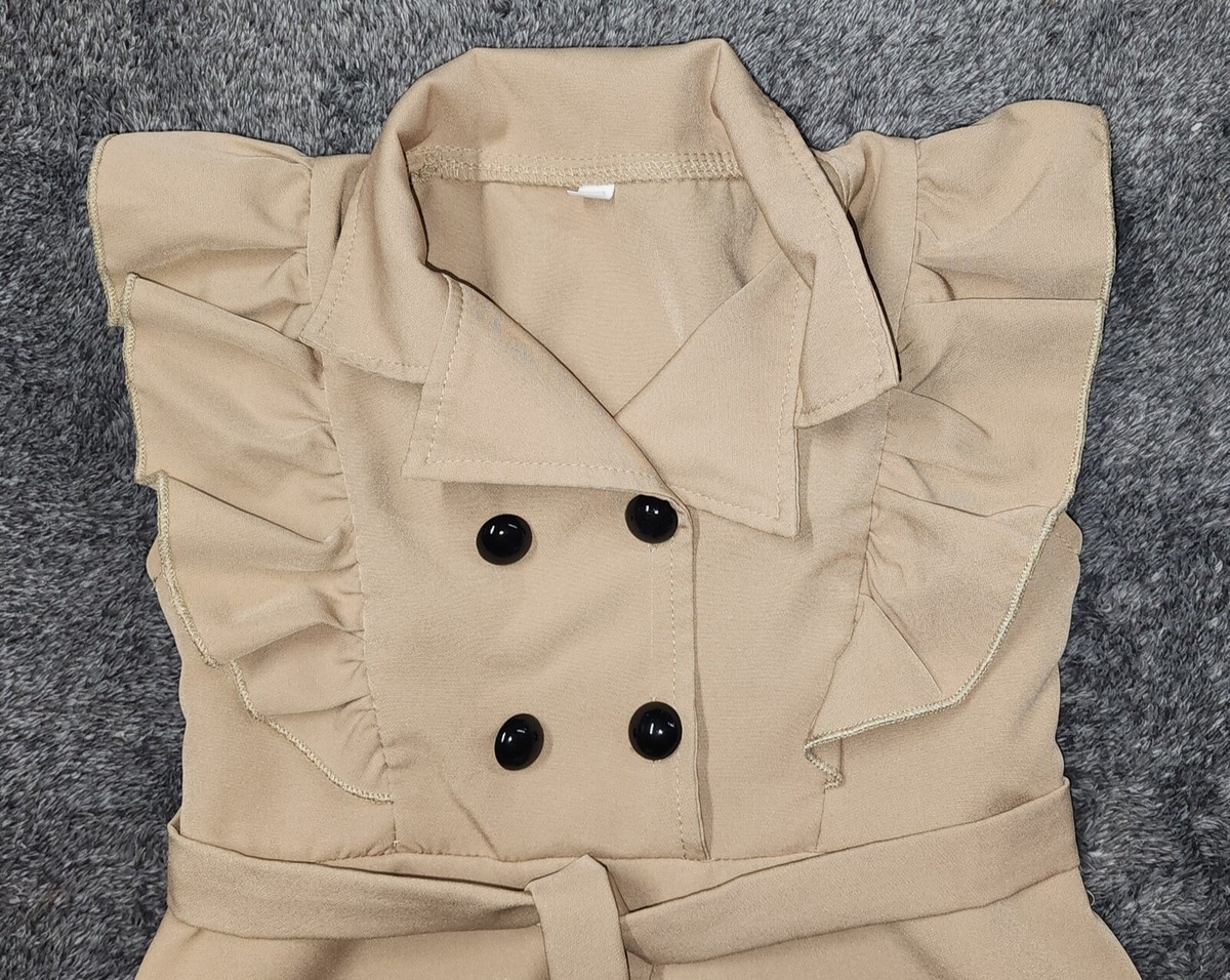 Shein Girls Khaki Belted 2022 Dress Size 130 US 8 | eBay