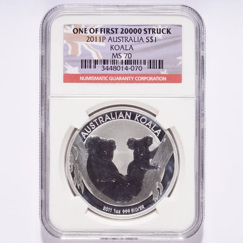 2011P Australia Silver $1 Koala NGC MS70