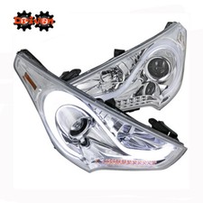 For 12-17 Hyundai Veloster Chrome Projector Headlight Sequential Signal LED DRL