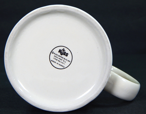 VTG RUSS MAN OF THE YEAR POSTAGE STAMP BASEBALL CERAMIC COFFEE MUG TEA CUP - Picture 8 of 8