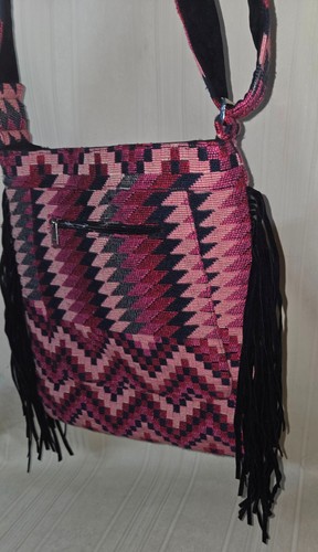 Ash & Sara Tapestry Large Fringe crossbody bag Adjustable Strap NEW - Picture 4 of 5