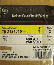 GENERAL ELECTRIC TED Breaker 2 Pole 15 Amp TED124015