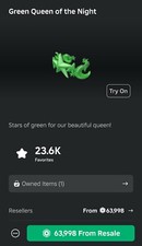 LIMITED GREEN QUEEN NIGHT CROWN DM BEFORE PURCHASE APP ONLY