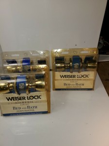 Lot of 3 Weiser Door Locking Door Knob Bed And Bath Vintage 2 shiny