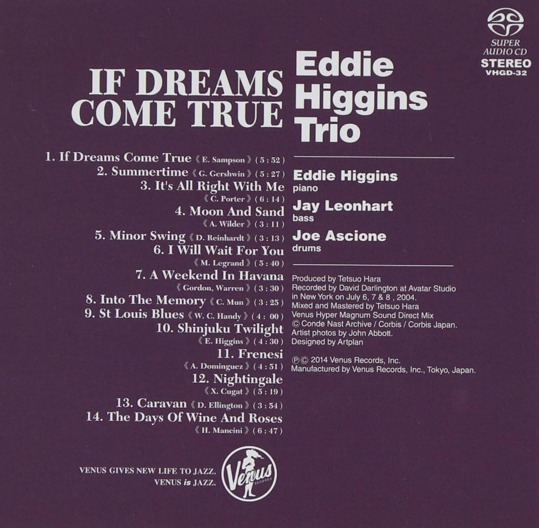 Eddie Higgins Trio Jazz NEW CD(SACD) If Dreams Come True Paper